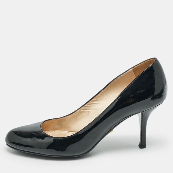 Prada Black Patent Leather Round Toe Pumps Size 36 - Picture 1 of 7